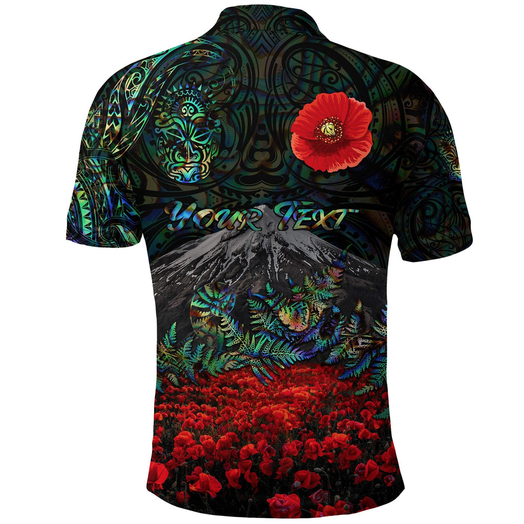 custom-personalised-warriors-rugby-polo-shirt-new-zealand-mount-taranaki-with-poppy-flowers-anzac-vibes-paua-shell-2