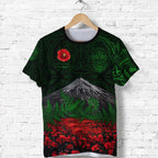 warriors-rugby-t-shirt-new-zealand-mount-taranaki-with-poppy-flowers-anzac-vibes-green