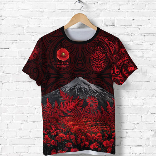 warriors-rugby-t-shirt-new-zealand-mount-taranaki-with-poppy-flowers-anzac-vibes