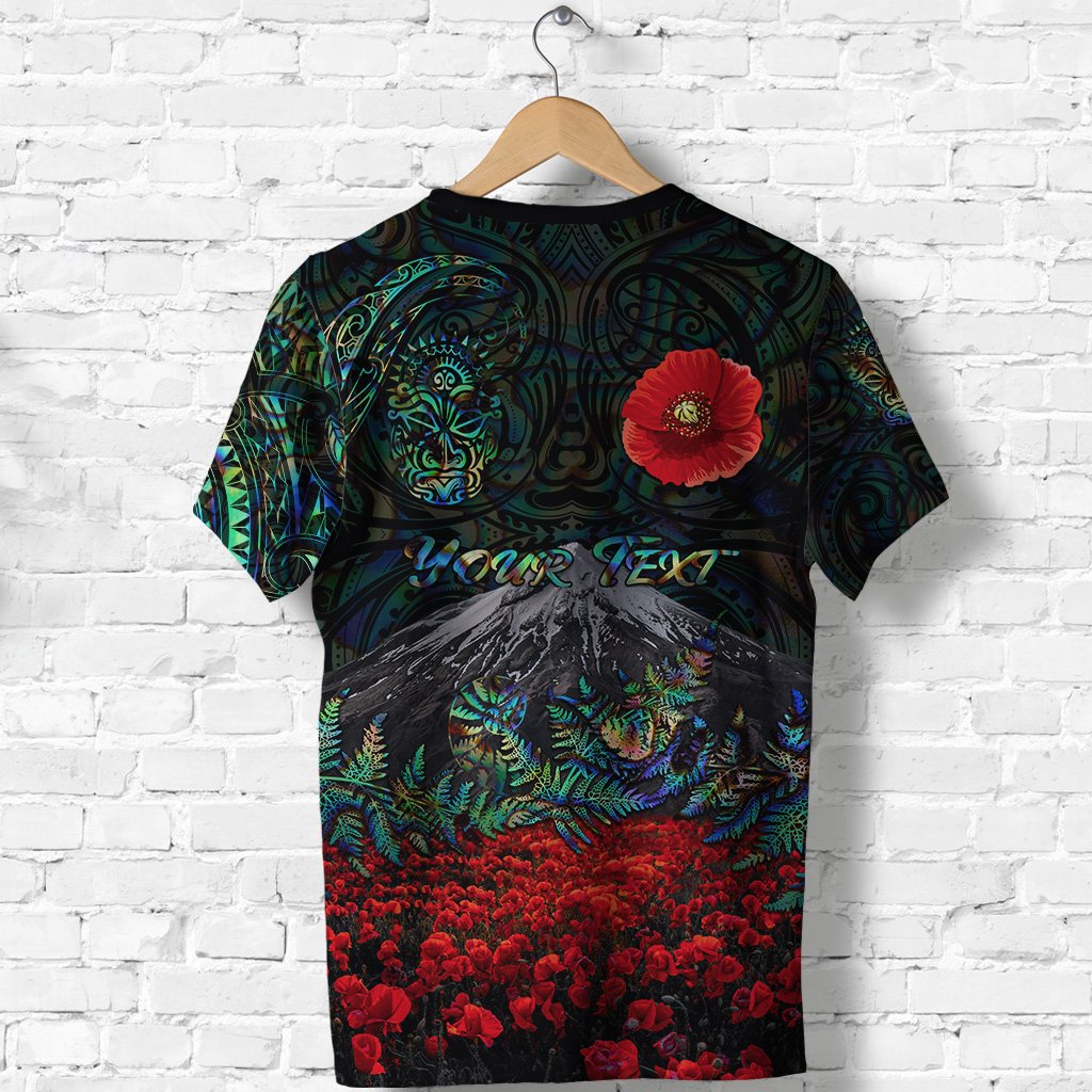 custom-personalised-warriors-rugby-t-shirt-new-zealand-mount-taranaki-with-poppy-flowers-anzac-vibes-paua-shell-1