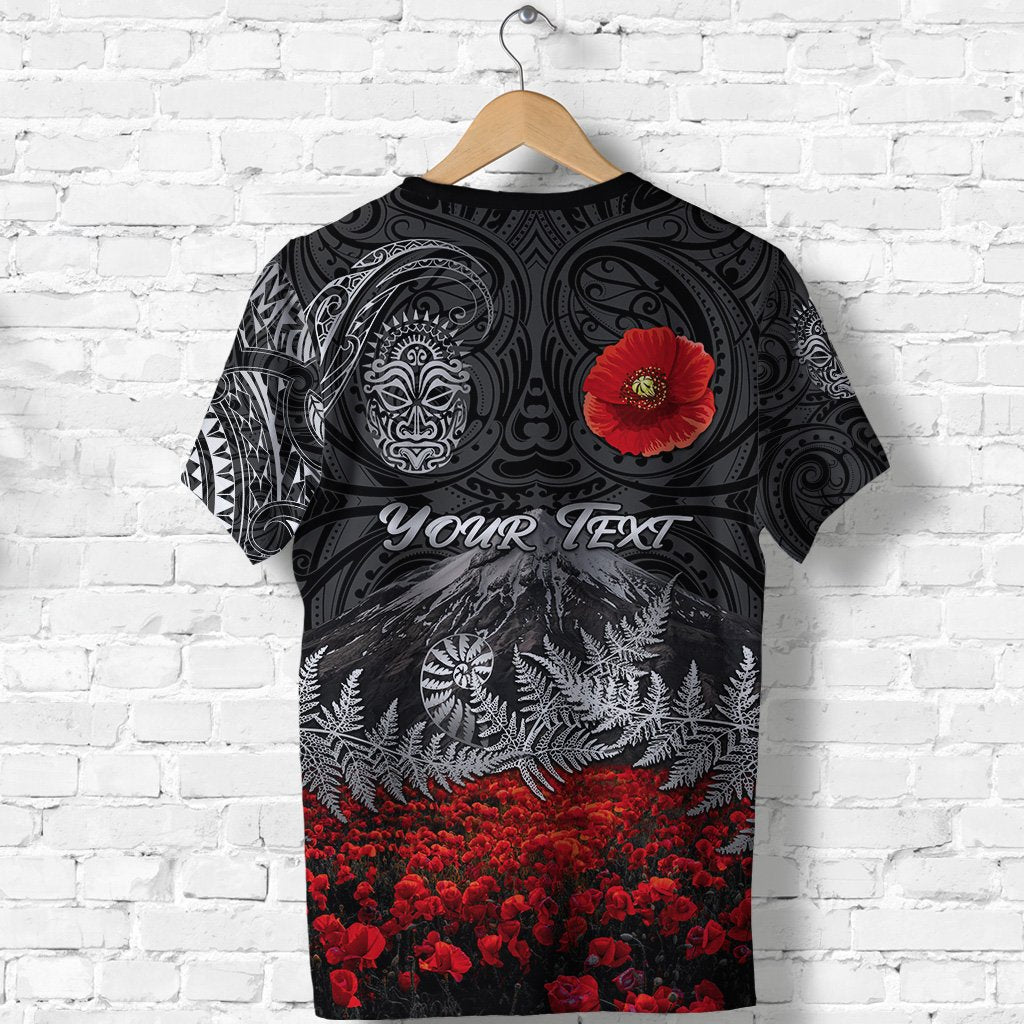 custom-personalised-warriors-rugby-t-shirt-new-zealand-mount-taranaki-with-poppy-flowers-anzac-vibes-black