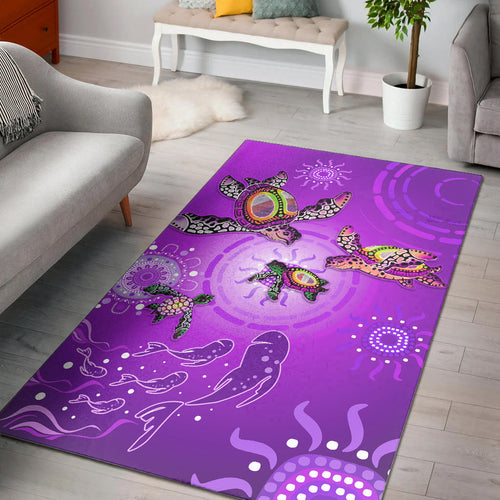 australian-aboriginal-area-rug-happy-turtle-family-version-purple