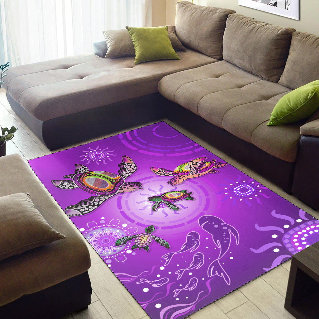 australian-aboriginal-area-rug-happy-turtle-family-version-purple