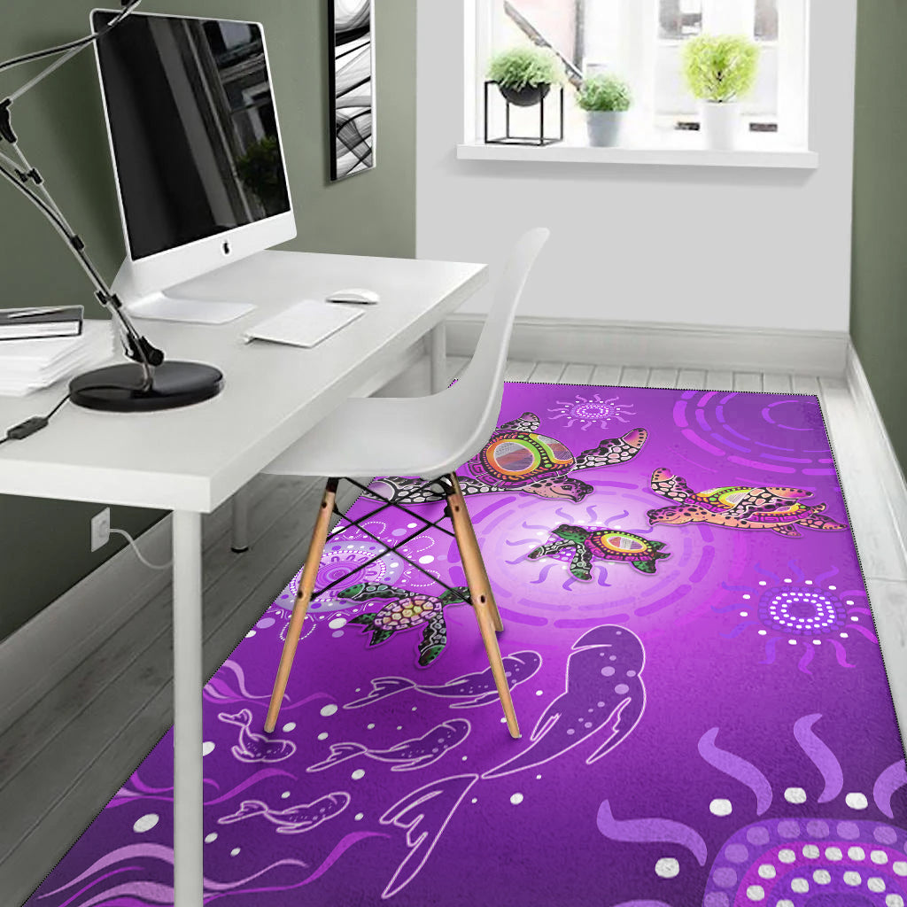 australian-aboriginal-area-rug-happy-turtle-family-version-purple