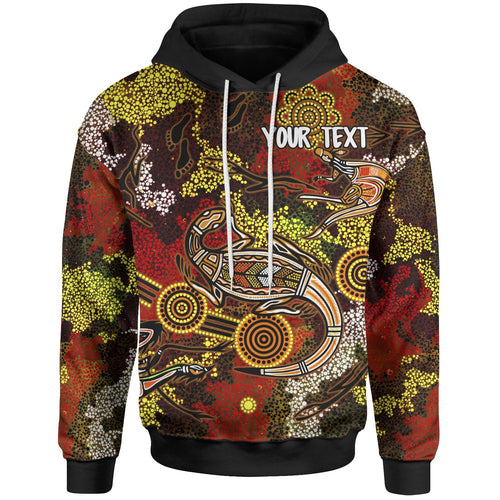 [Custom] Aboriginal Hoodie , Kangaroo and Lizard Dot Painting Art