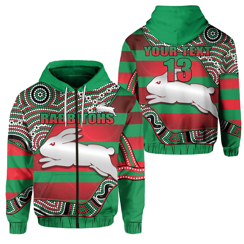 custom-personalised-rabbitohs-zip-hoodie-rugby-south-sydney-indigenous-charming-custom-text-and-number