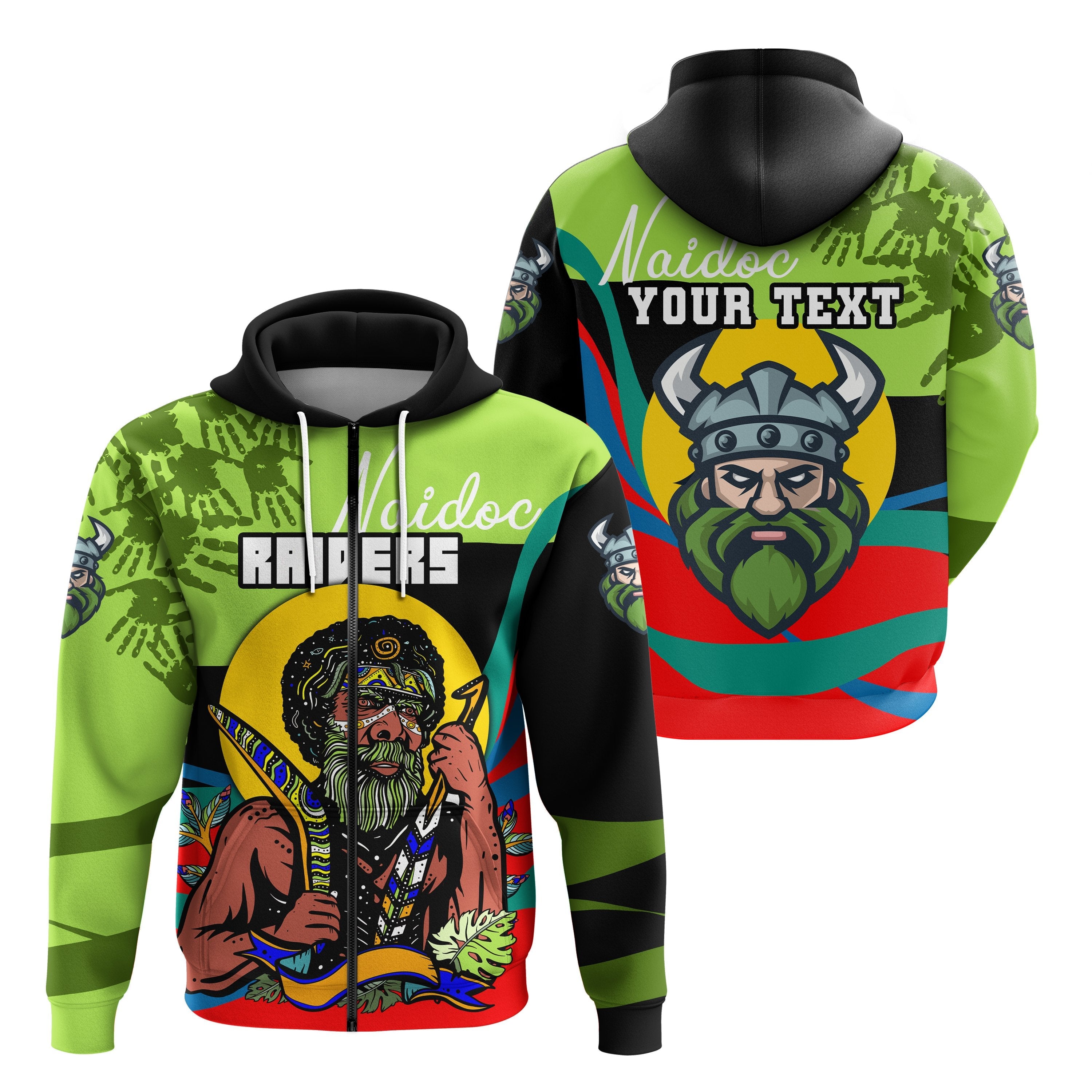 custom-personalised-raiders-naidoc-week-zip-hoodie-canberra-indigenous-sport-special-style