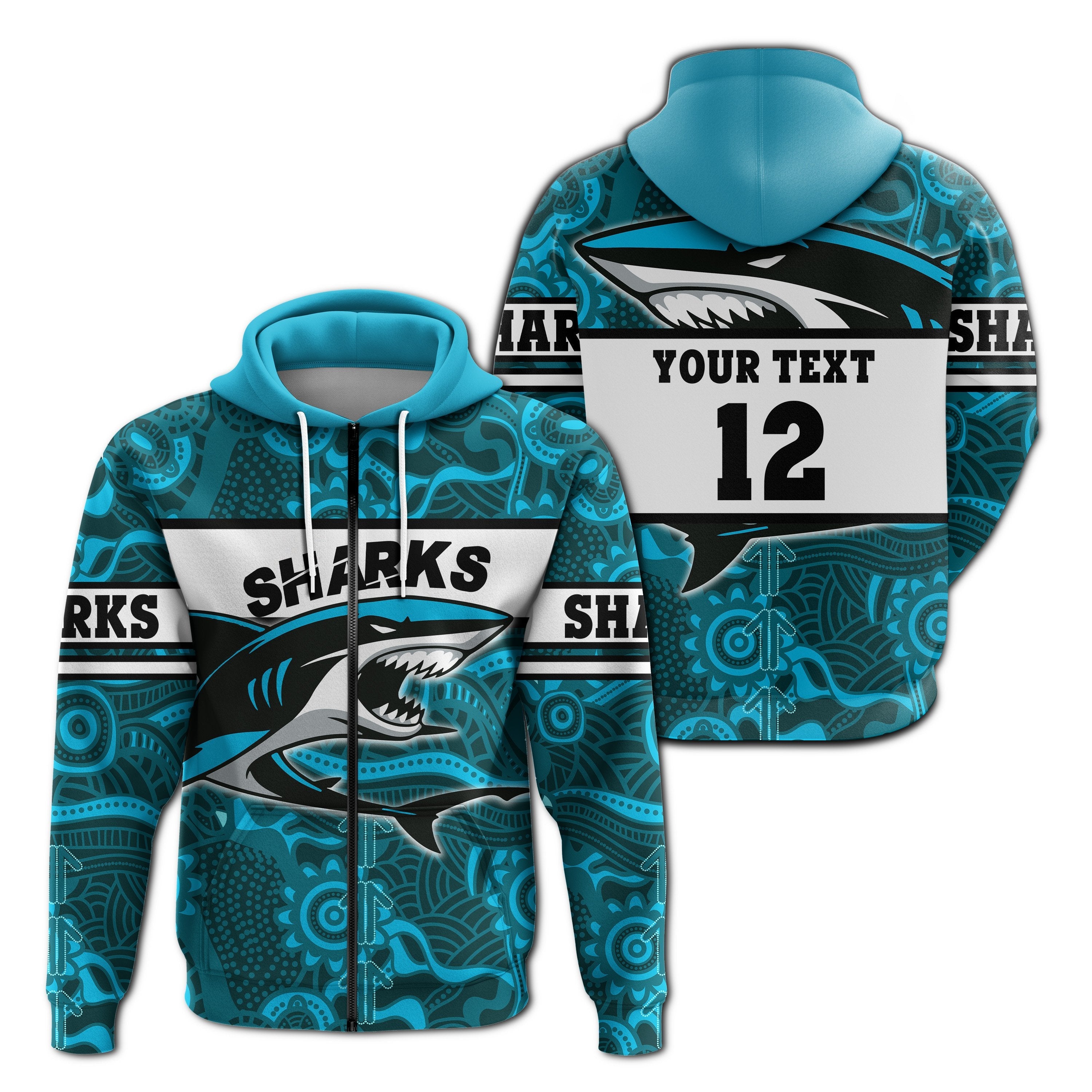 custom-personalised-sharks-zip-hoodie-cronulla-aboriginal-power-style