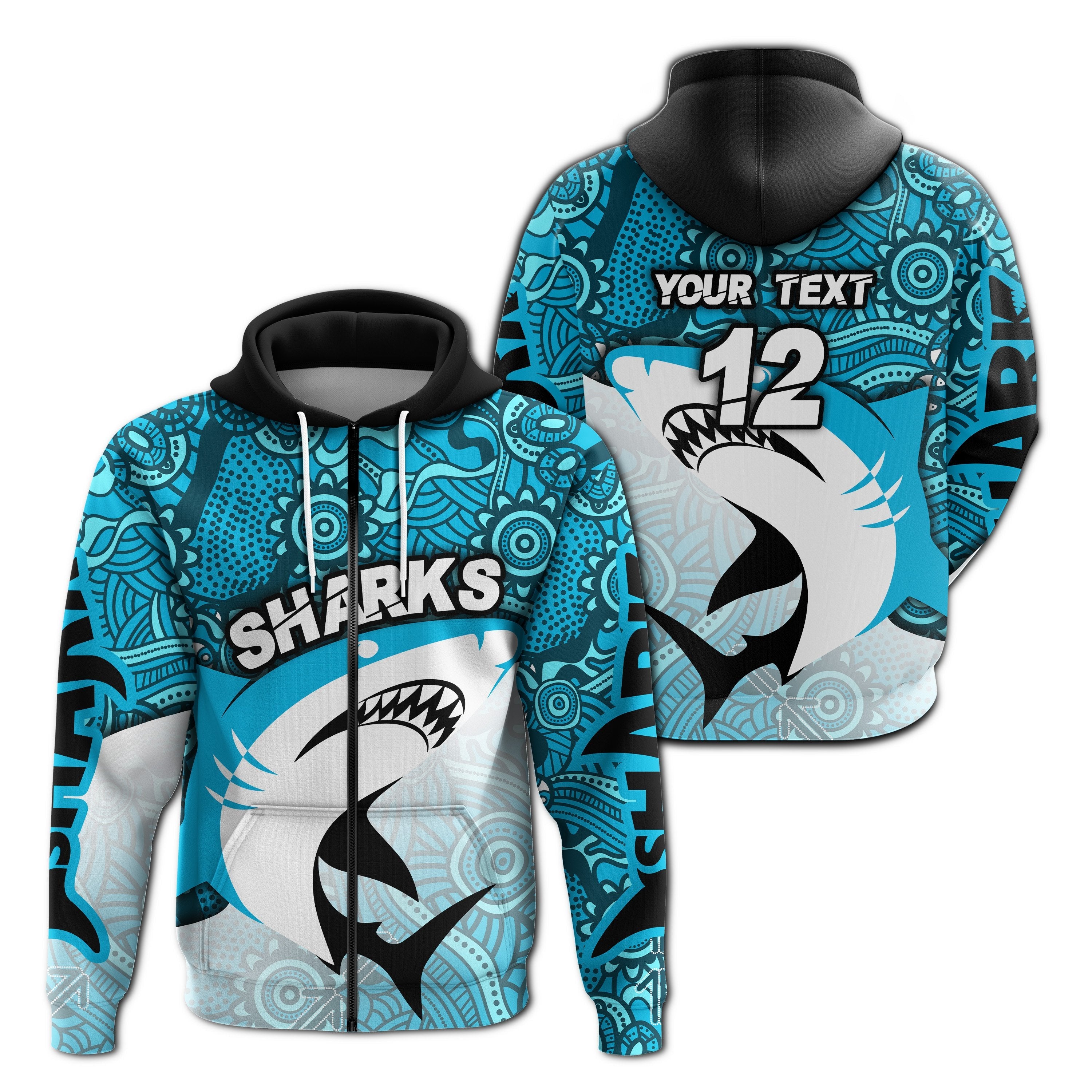 custom-personalised-sharks-aboriginal-zip-hoodie-sea-wave-style