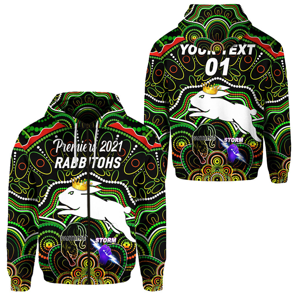 custom-personalised-south-sydney-rabbitohs-zip-hoodie-2021-indigenous-premiers-the-king-black-custom-text-and-number