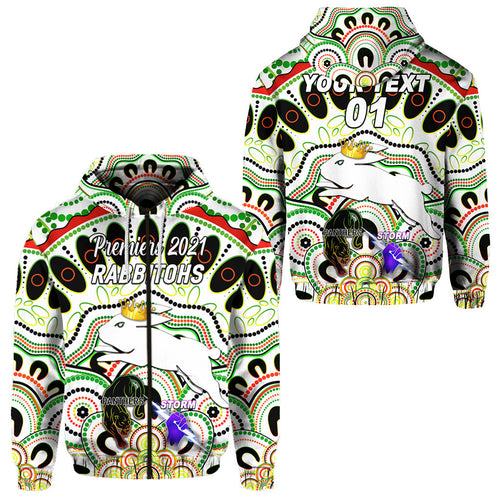 custom-personalised-south-sydney-rabbitohs-zip-hoodie-2021-indigenous-premiers-the-king-white-custom-text-and-number