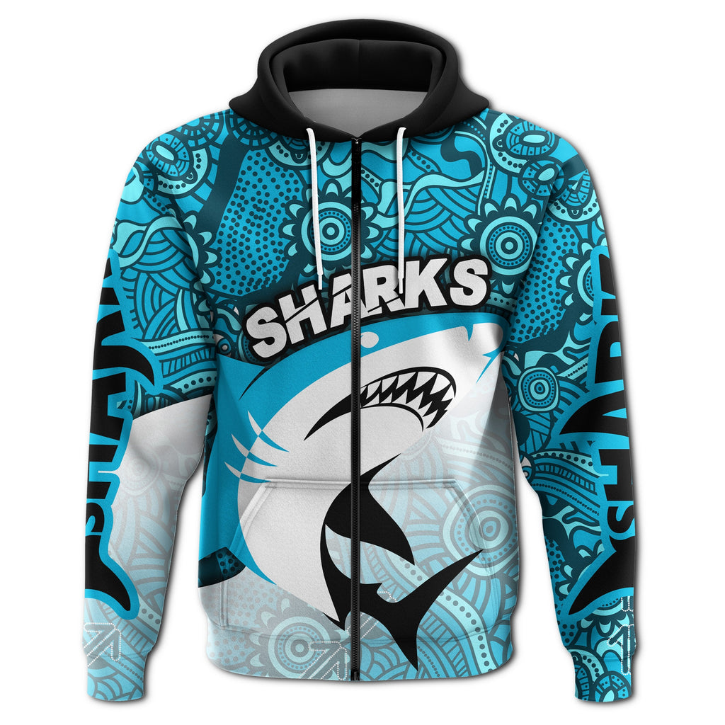 custom-personalised-sharks-aboriginal-zip-hoodie-sea-wave-style
