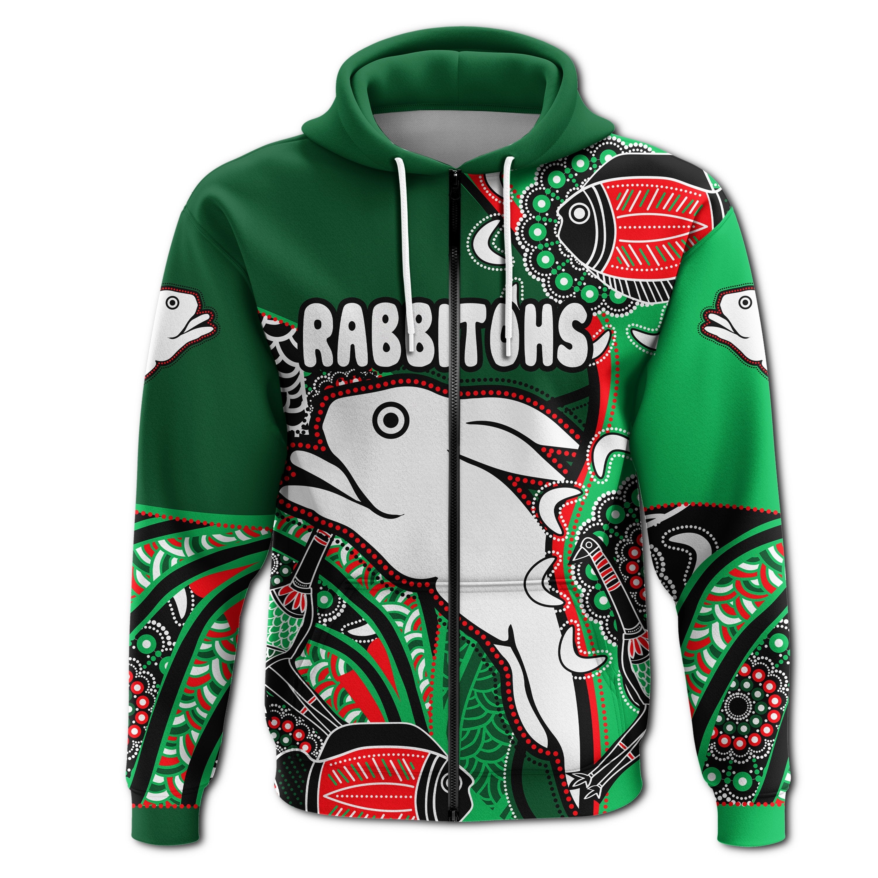 custom-personalised-rabbitohs-zip-hoodie-indigenous-survival-world