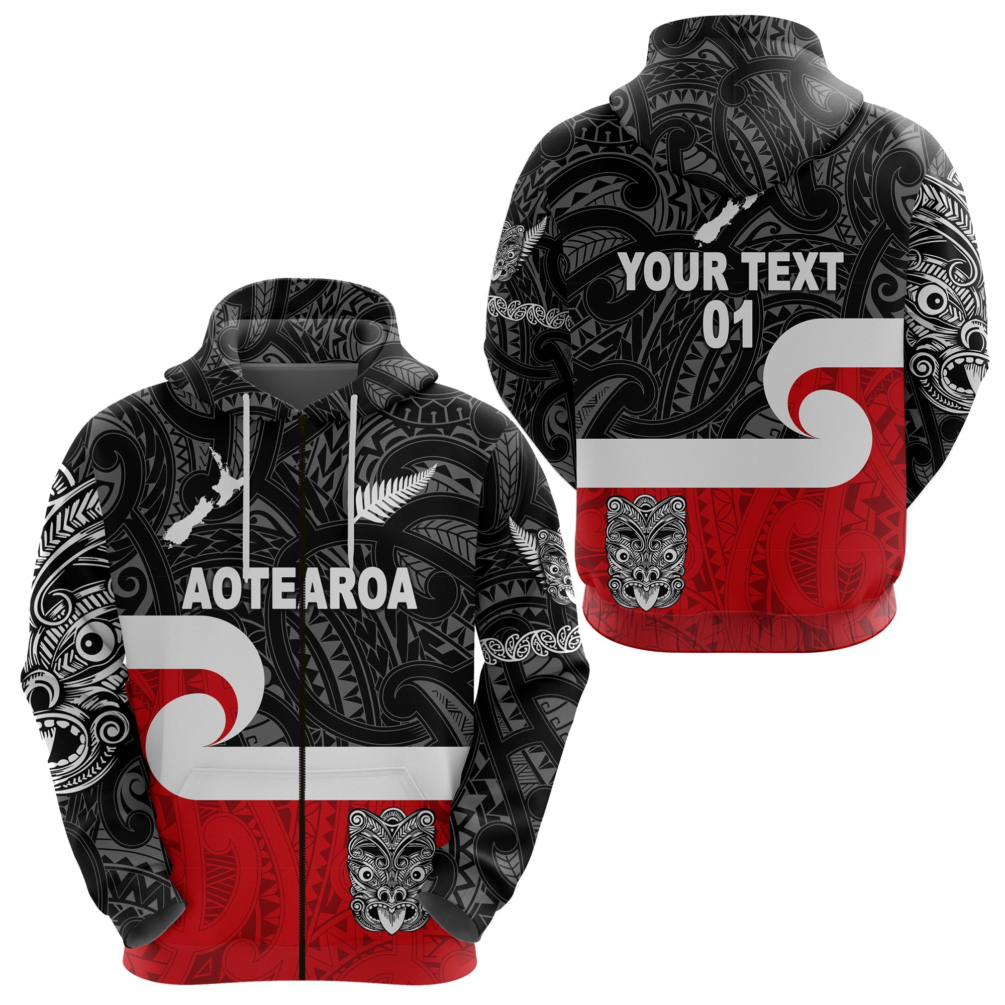 custom-personalised-maori-aotearoa-haka-zip-hoodie-new-zealand-simple-custom-text-and-number
