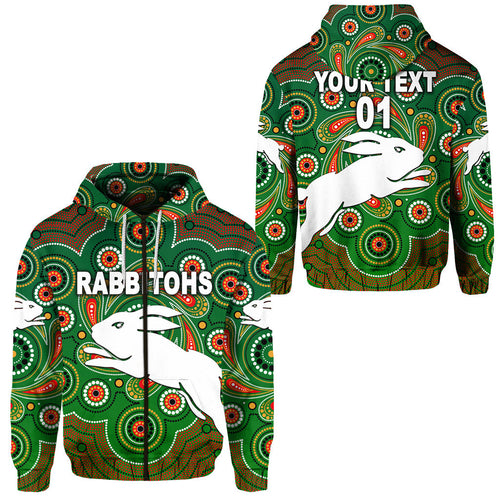 custom-personalised-south-sydney-rabbitohs-zip-hoodie-2021-indigenous-vibes-green-custom-text-and-number