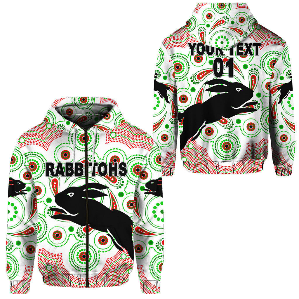 custom-personalised-south-sydney-rabbitohs-zip-hoodie-2021-indigenous-vibes-white-custom-text-and-number