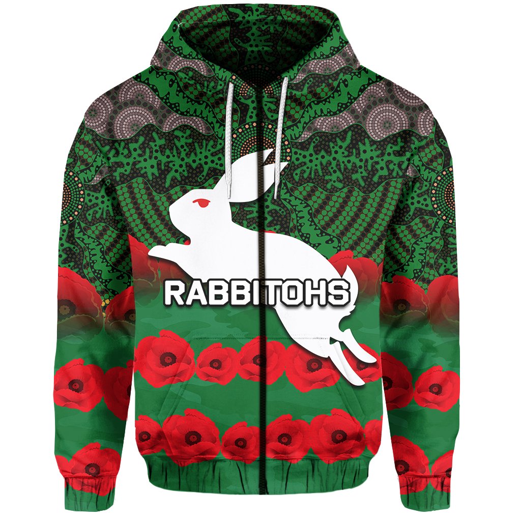 rabbitohs-zip-hoodie-aboriginal-with-poppy-flower-anzac-day